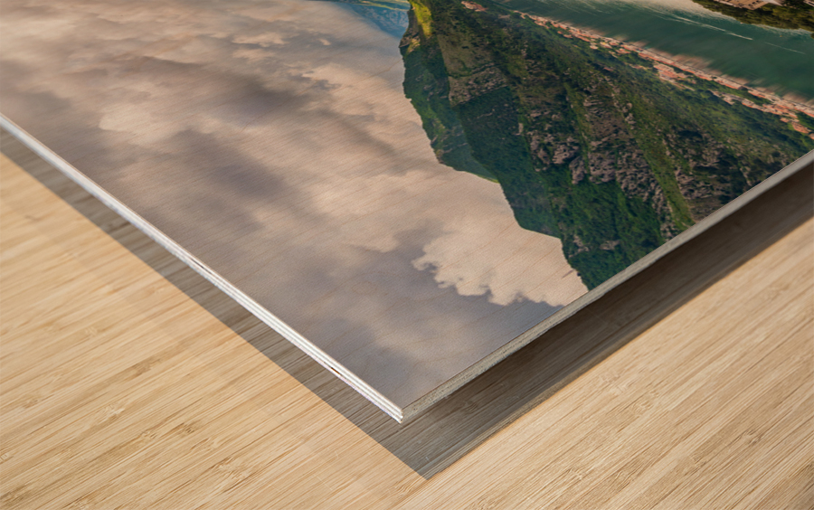 Steep path by church above Old town of Kotor Wood print