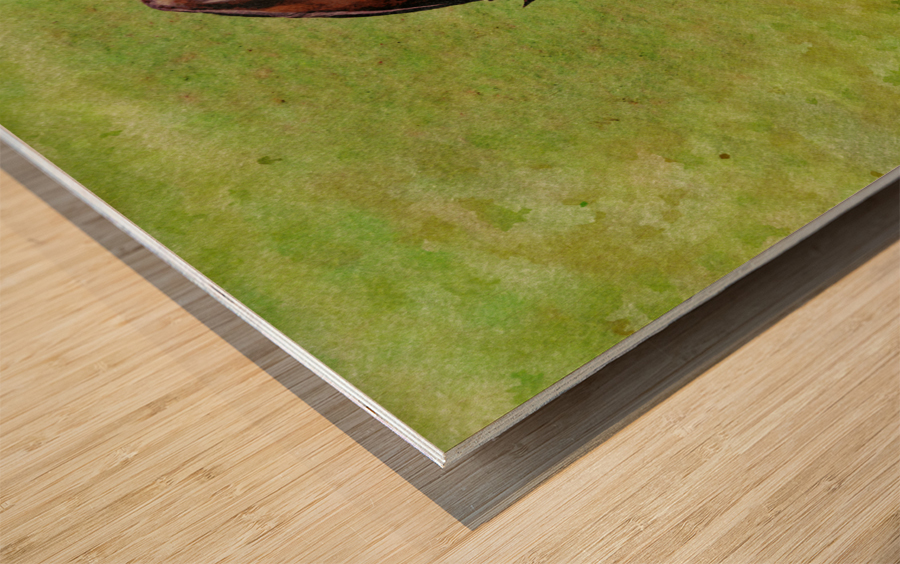 Digital water color of two brown horses Wood print