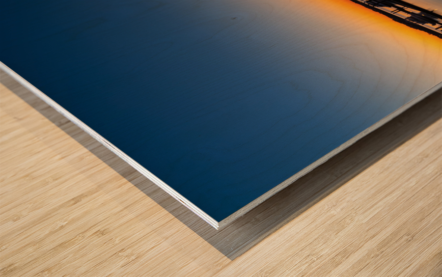 Ferris wheel at National Harbor at sunset Wood print