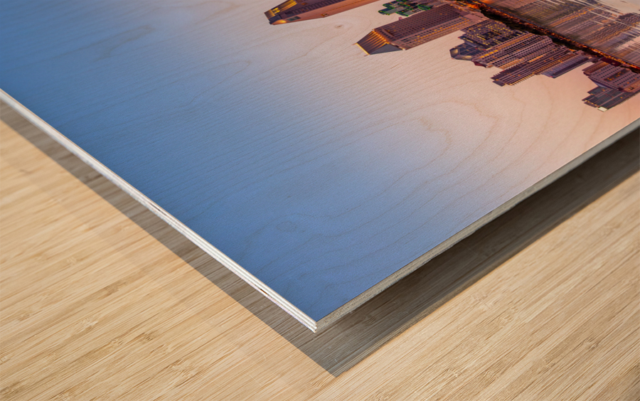 San Diego Skyline at sunset from Coronado Wood print