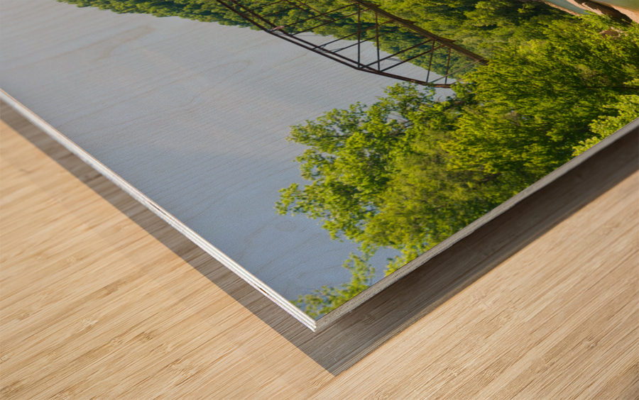 View of Jenkinsburg Bridge over Cheat River Impression sur bois