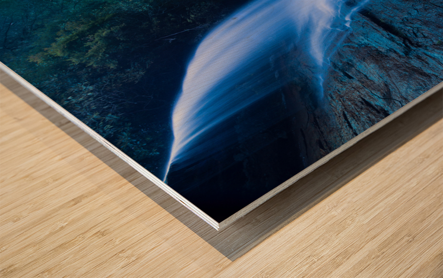 Silver Run falls waterfall near Cashiers NC Wood print