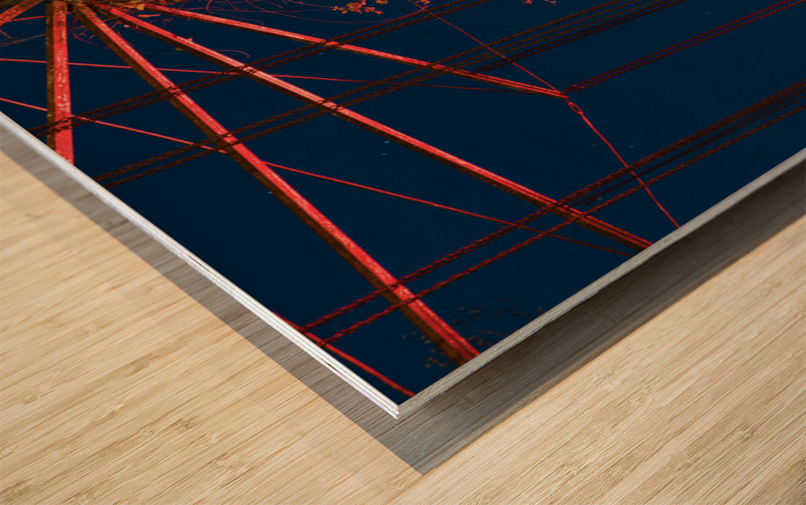 Chain swing ride at abandoned funfair  Wood print