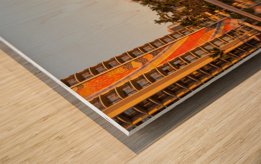 Newly restored tiling mural on Rainbow Tower Impression sur bois