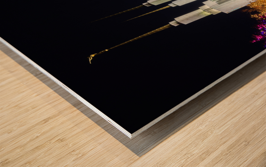 Mormon temple in Washington DC with xmas lights Wood print