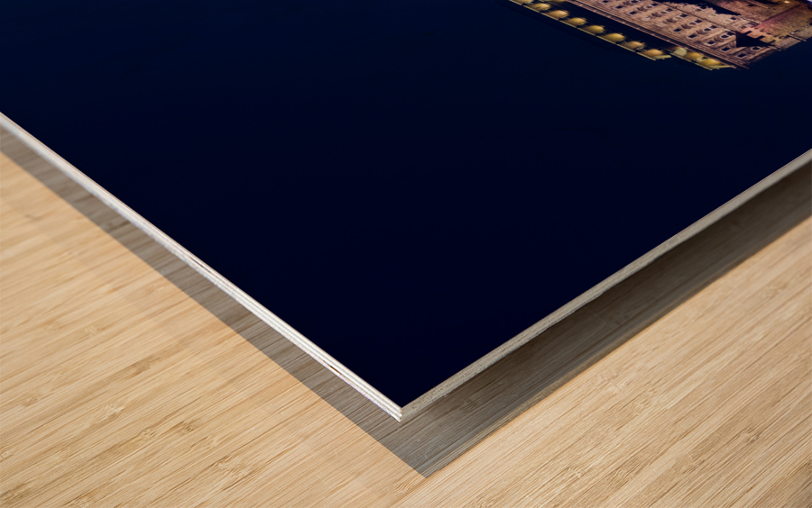 Buda Castle at night in Budapest Wood print