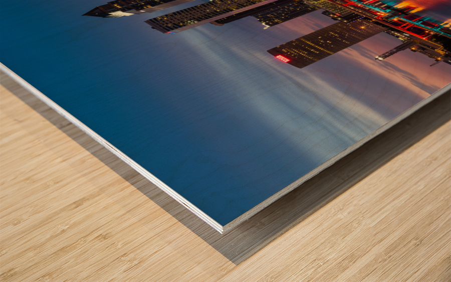 City skyline of Tampa Florida at sunset Wood print