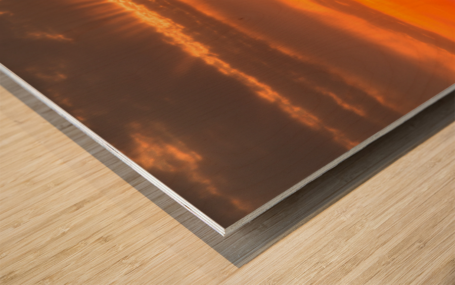 Fiery sunrise over monuments of Washington Wood print