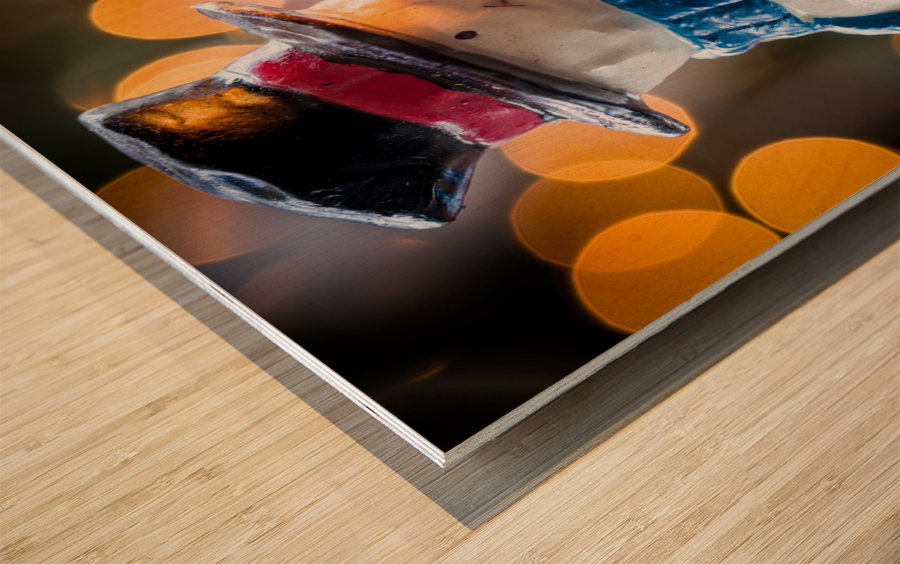 Christmas snowmen candle at xmas Wood print