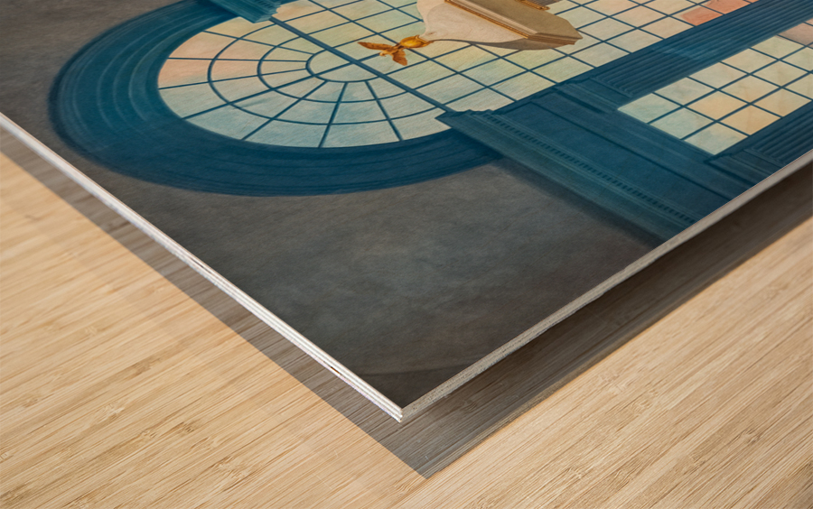 Detail of wall mural of George Washington Wood print