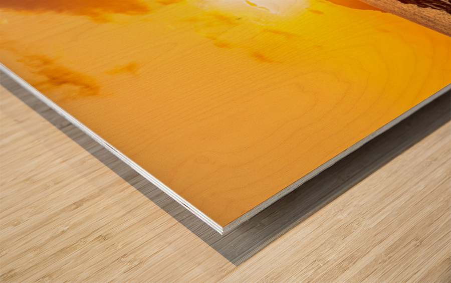 Sunset off coast of St Thomas Wood print