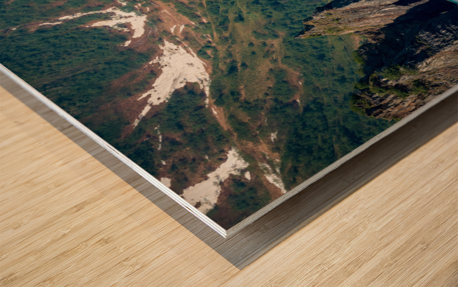 Rocky outcrops in the bay at Seward in Alaska Wood print