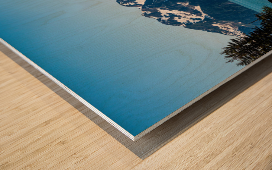 Panorama of mountains by Resurrection bay near Seward in Alaska Wood print