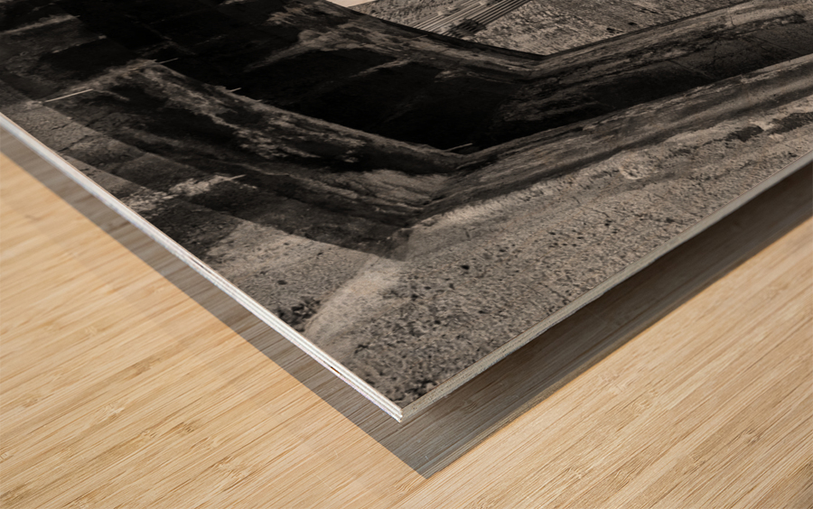 Thomas Telford suspension bridge in Conwy in black and white Wood print