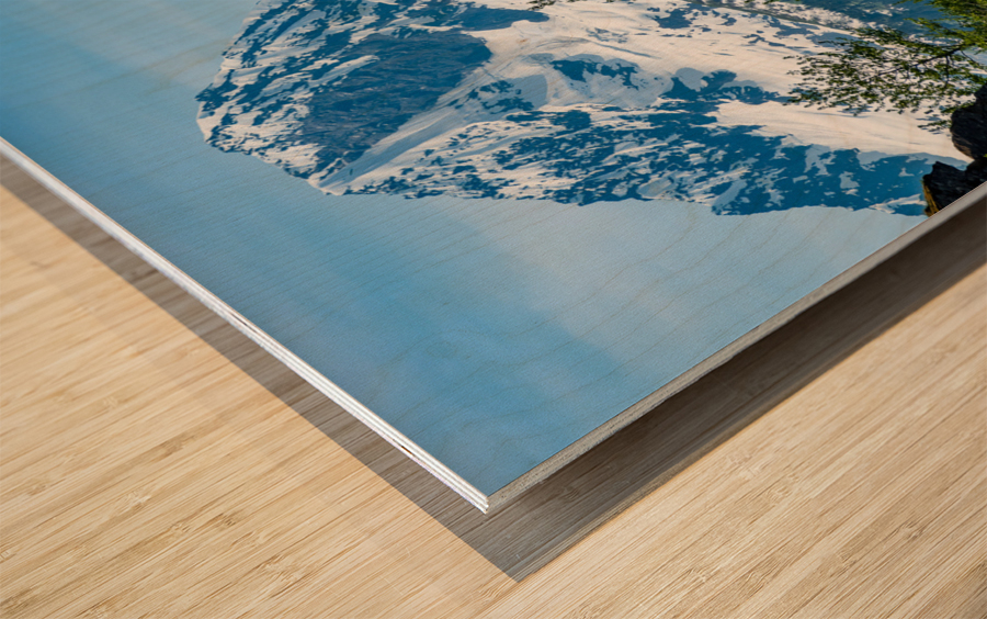 Majestic mountains from Keystone Canyon rise over trees Wood print