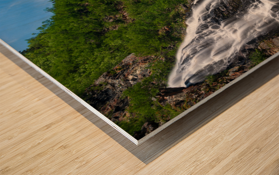 Dramatic waterfall of Horsetail Falls in Keystone Canyon Wood print