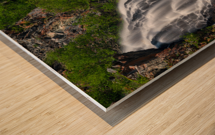 Dramatic waterfall of Horsetail Falls in Keystone Canyon Wood print