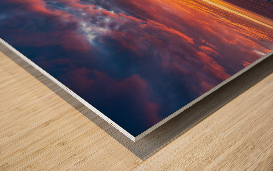 Sunset by Mt Fairweather and the Glacier Bay National Park in Al Impression sur bois