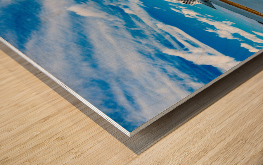 Mt Edgecumbe rises above Sitka with Viking cruise ship anchored Wood print