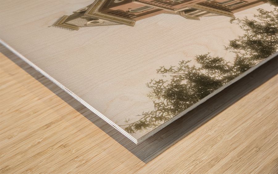 Sepia of Woodburn Hall at WVU in Morgantown Wood print