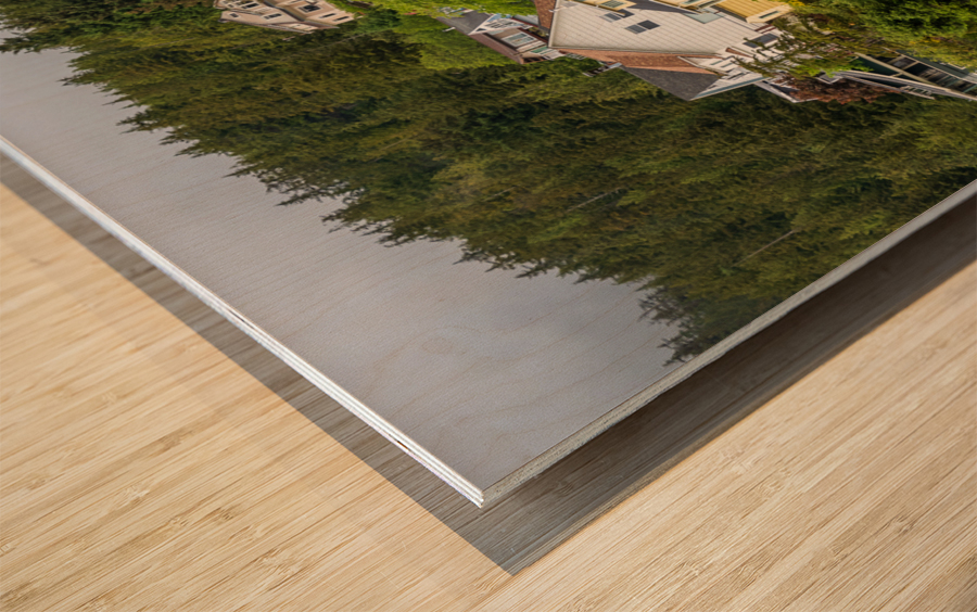 Colorful hillside homes above the town of Ketchikan Alaska Impression sur bois