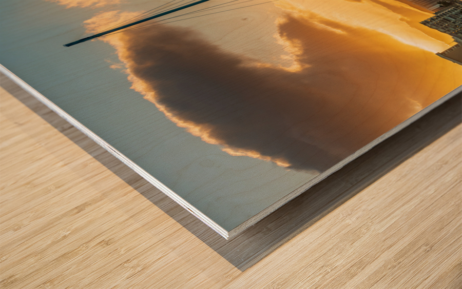 Sunrise over Diamond Head from Waikiki Hawaii Wood print