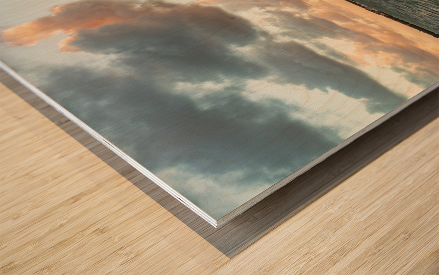 Dawn view of Rickenbacker bridge in Miami Wood print