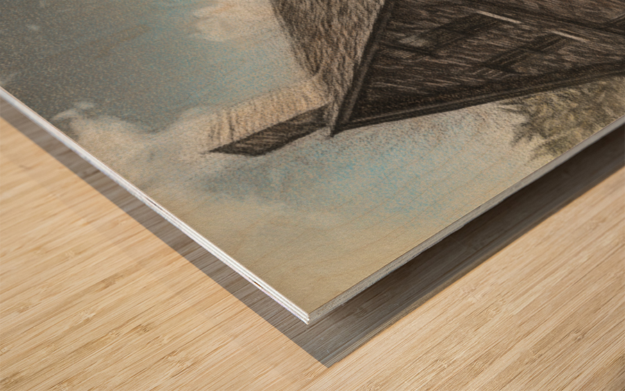 Charcoal drawing of Lighthouse keeper house Bill Baggs Impression sur bois