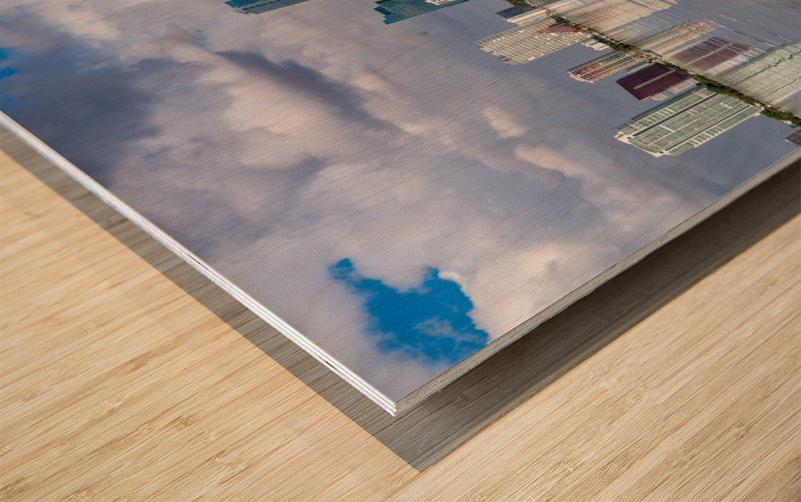 View of Miami Skyline with artificial reflection Wood print