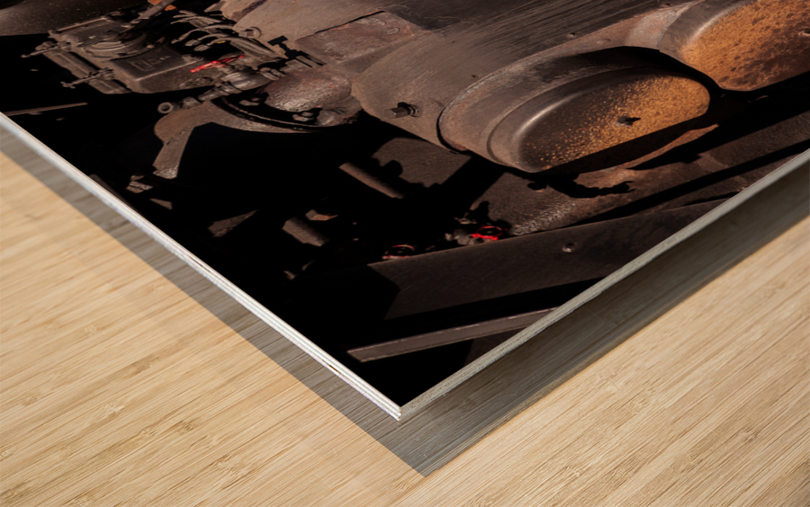 Mechanic checks 1916 Baldwin locomotive Wood print