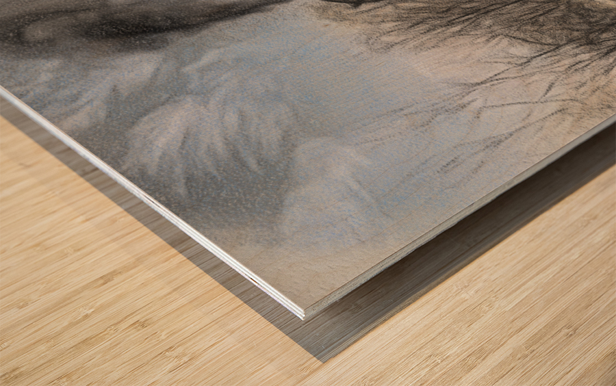 WMRR Steam train in charcoal sketch Wood print