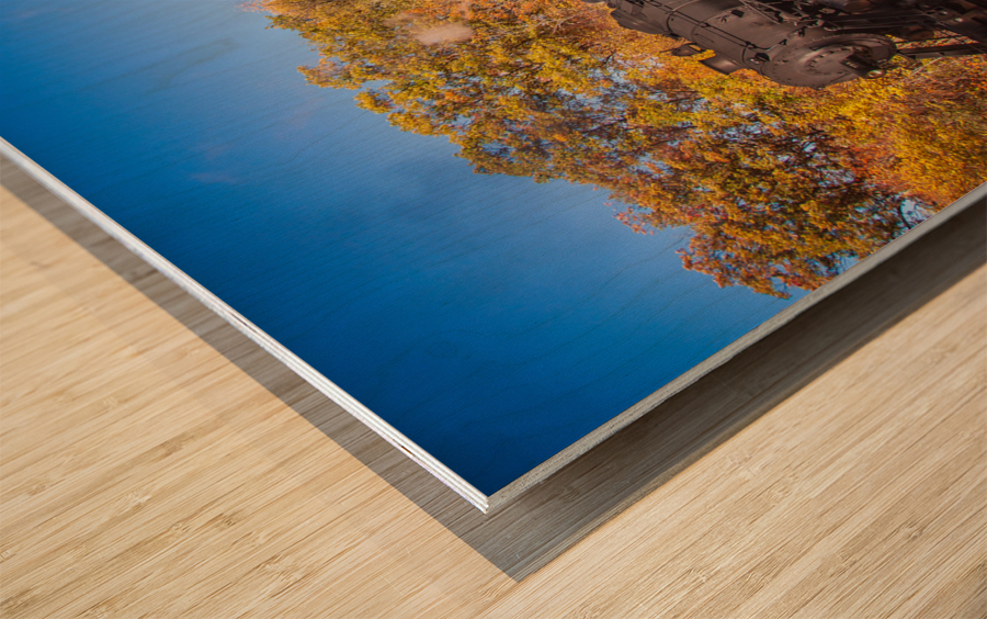 WMRR Steam train powers along railway Wood print