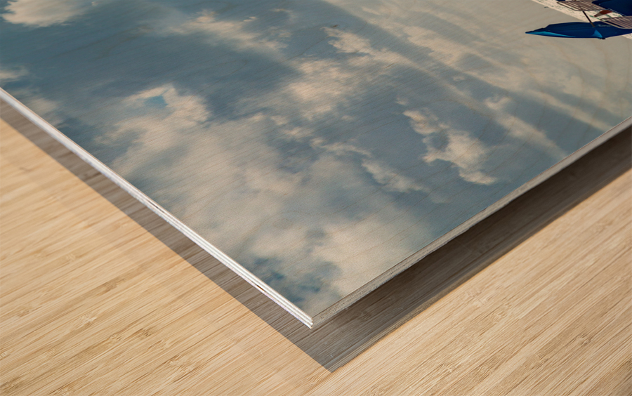 Yellow and green lifeguard station on Miami beach Wood print