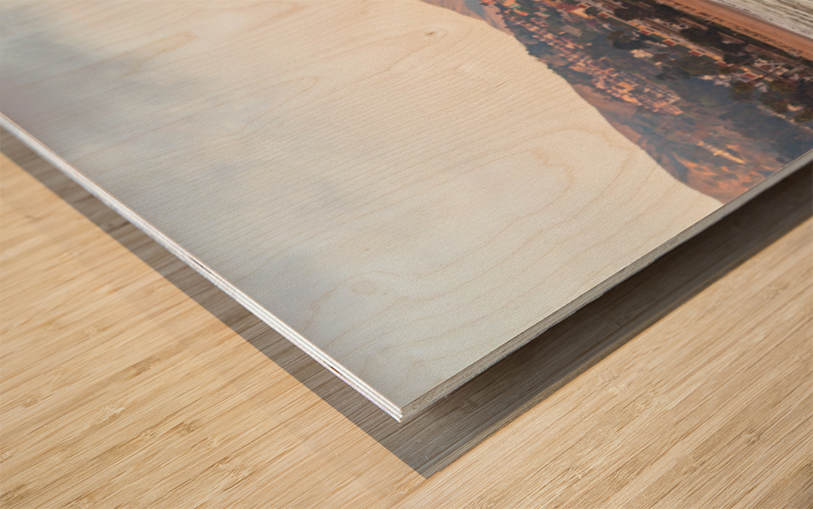 Sunset at dusk Ventura pier California Wood print