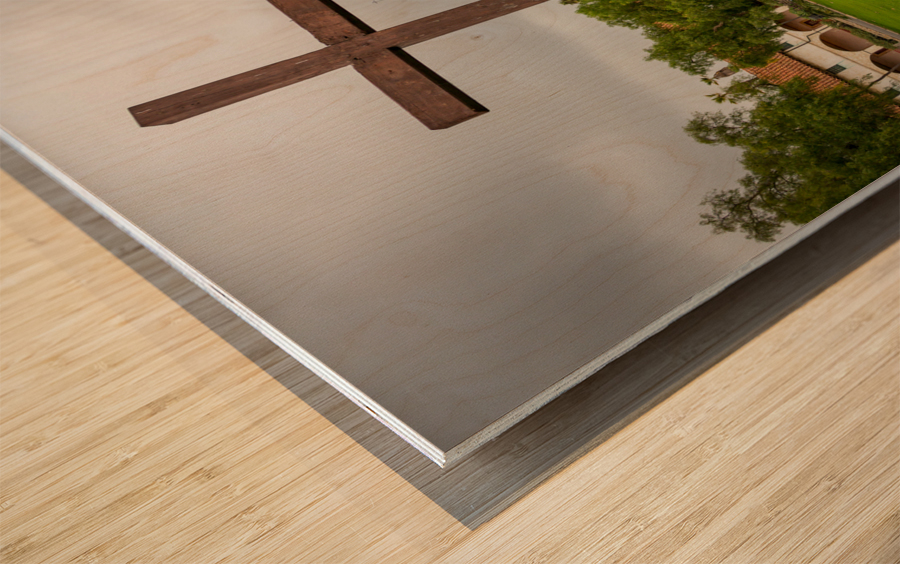 Cloudy stormy day at Santa Barbara Mission Wood print