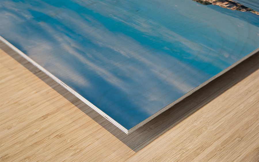 Panorama of port by Kerkyra on Corfu Wood print