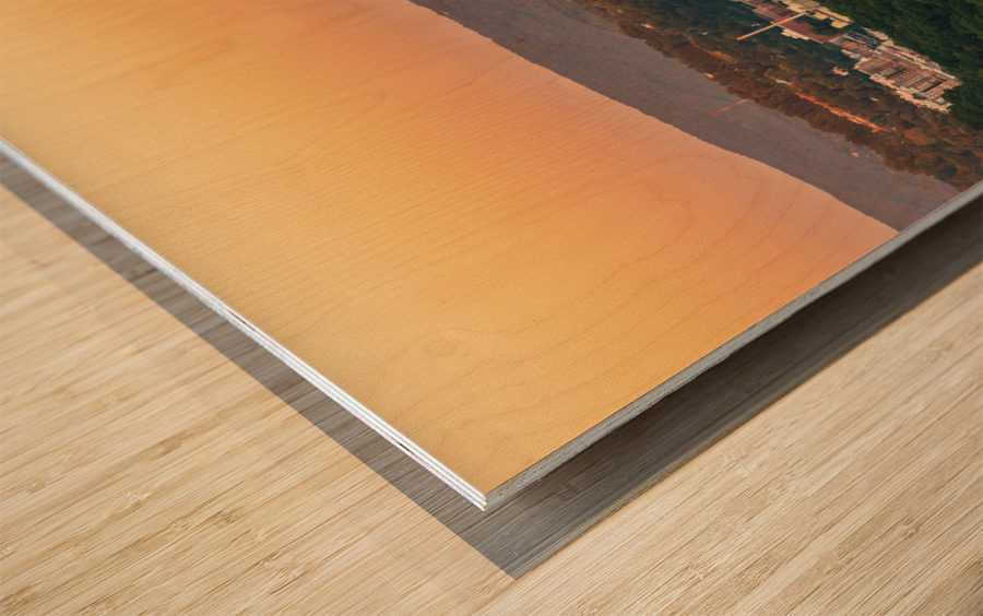 Sunset over Downtown Morgantown Wood print