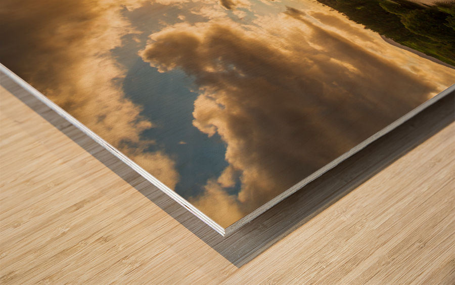 Sunset at Loughrigg Tarn in Lake District Wood print