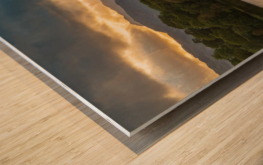 Sunset at Loughrigg Tarn in Lake District Wood print