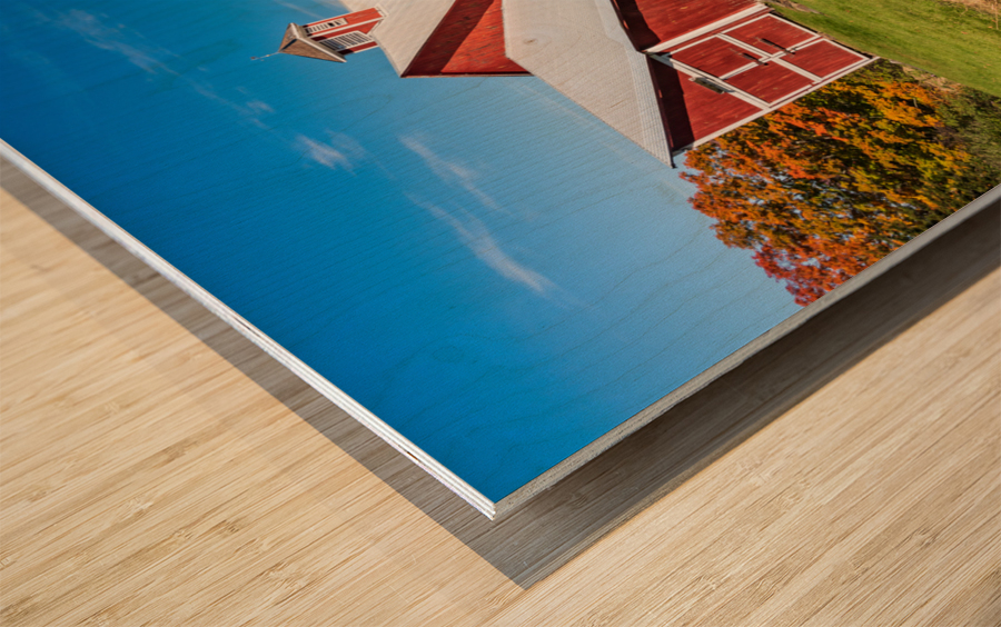 Grandview Farm barn with fall colors in Vermont Impression sur bois