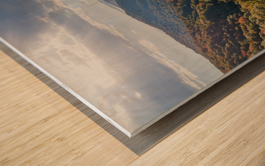  Dramatic sunrise over Cheat River in West Virginia with fall colors Wood print