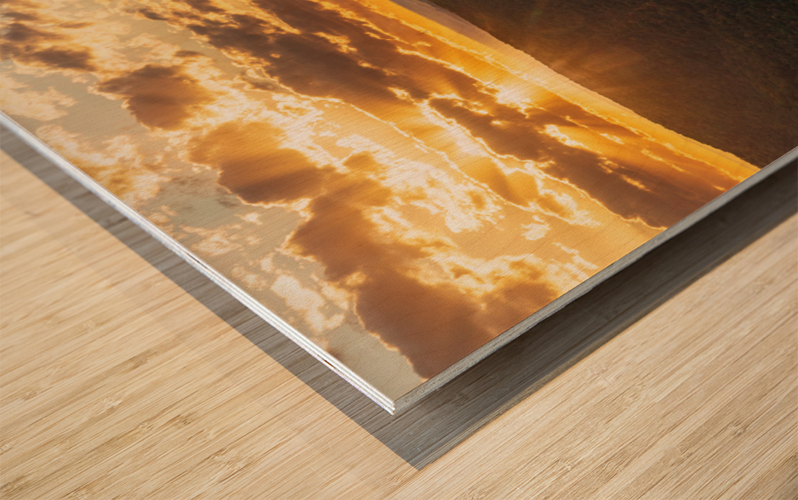 Sunset over Morgantown seen from Coopers Rock Wood print