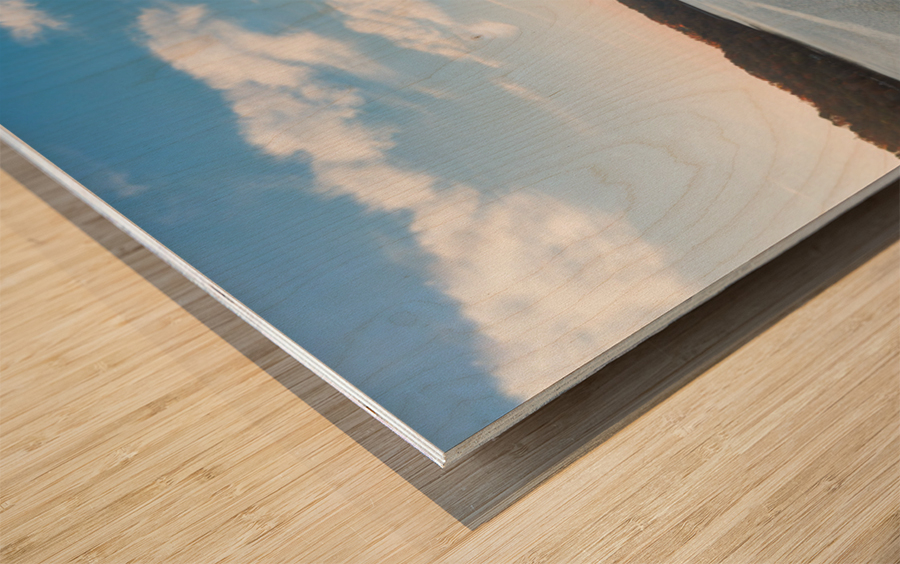 Perfect reflection of fall leaves in Cheat Lake Wood print