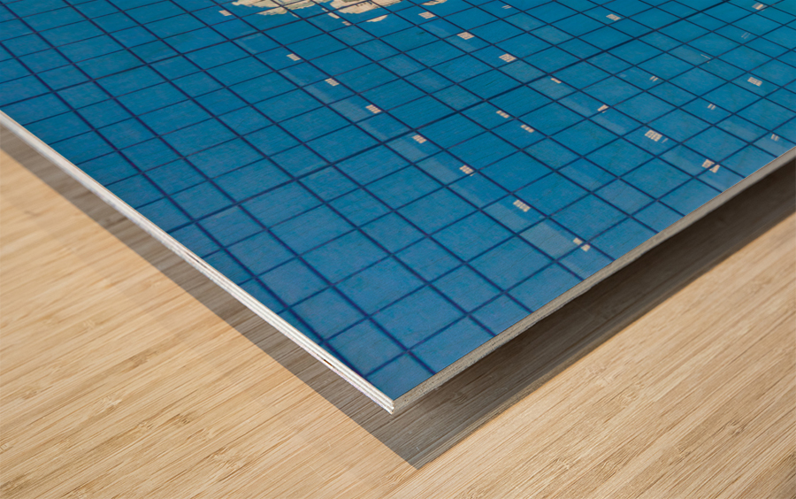 Reflection of offices in Chicago windows Wood print