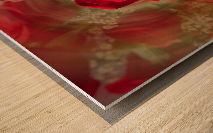 Close up of red rose bouquet with roses Impression sur bois