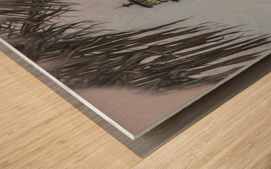 Charcoal Cape Florida lighthouse  Wood print