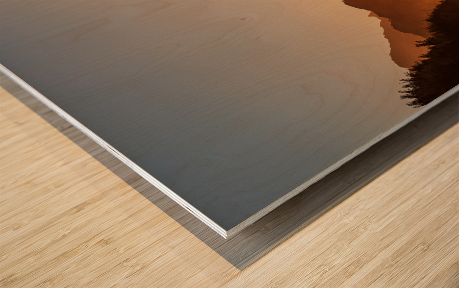 Misty sunset on Na Pali coastline Impression sur bois