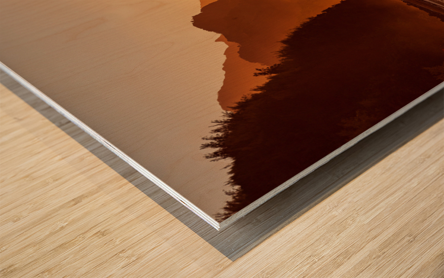 Misty sunset on Na Pali coastline Wood print