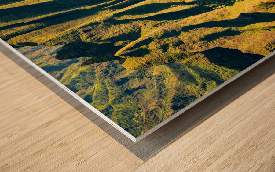 Fluted hills on Na Pali coast of Kauai Impression sur bois