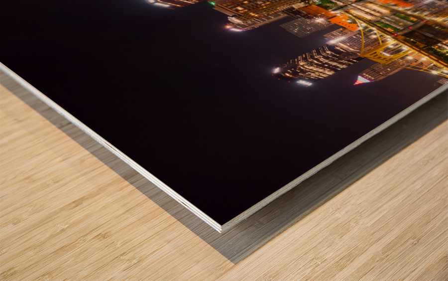 City Skyline of Pittsburgh at night Wood print